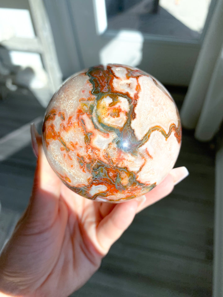 Carnelian & Moss Agate Sphere #2