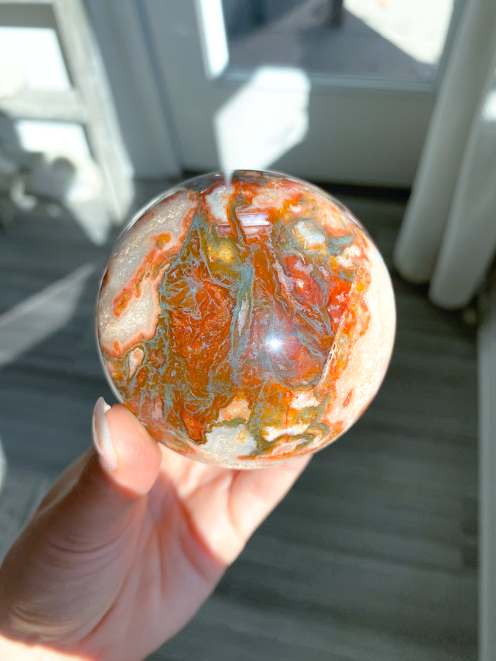 Carnelian & Moss Agate Sphere #2