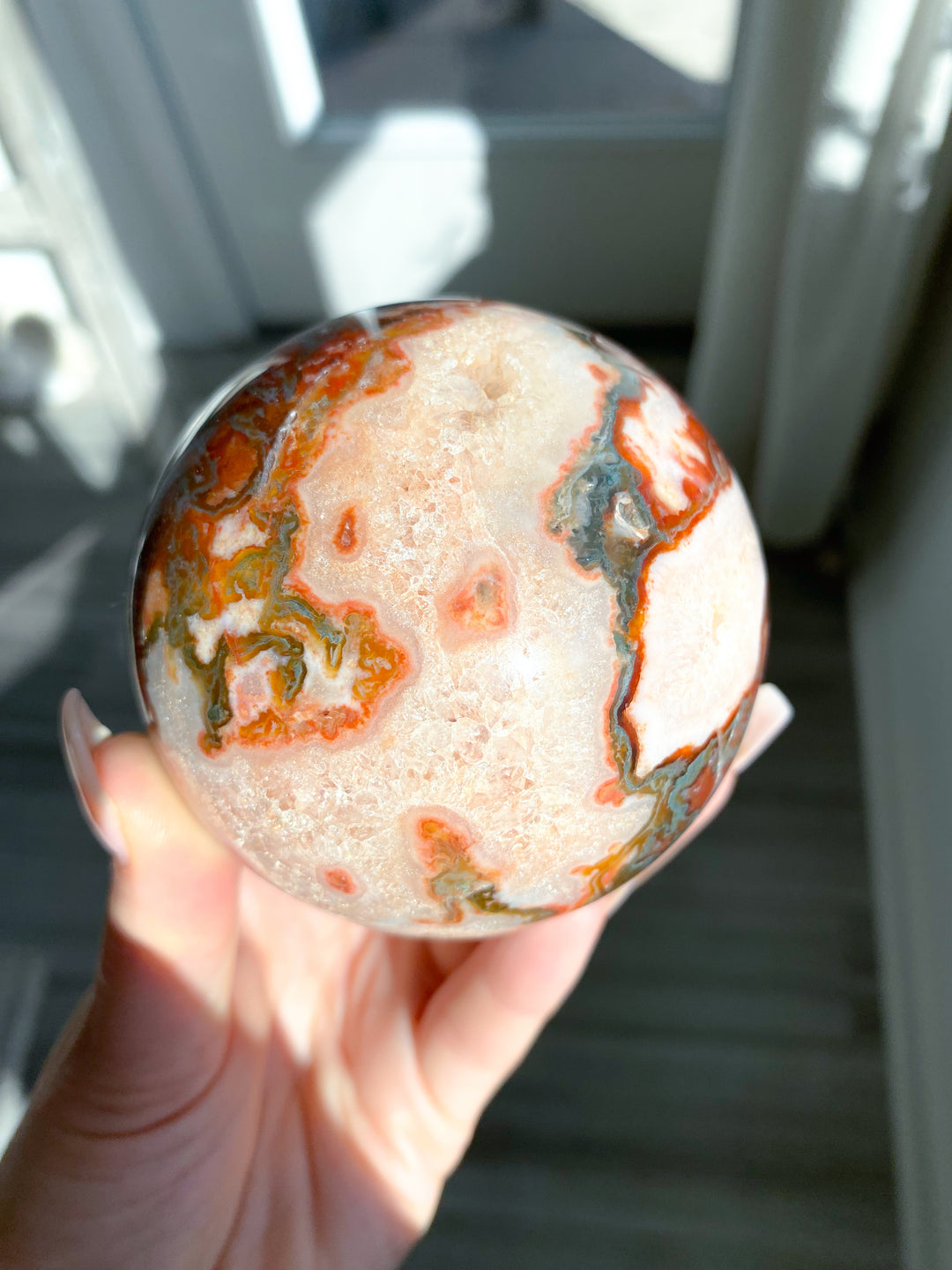 Carnelian & Moss Agate Sphere #2