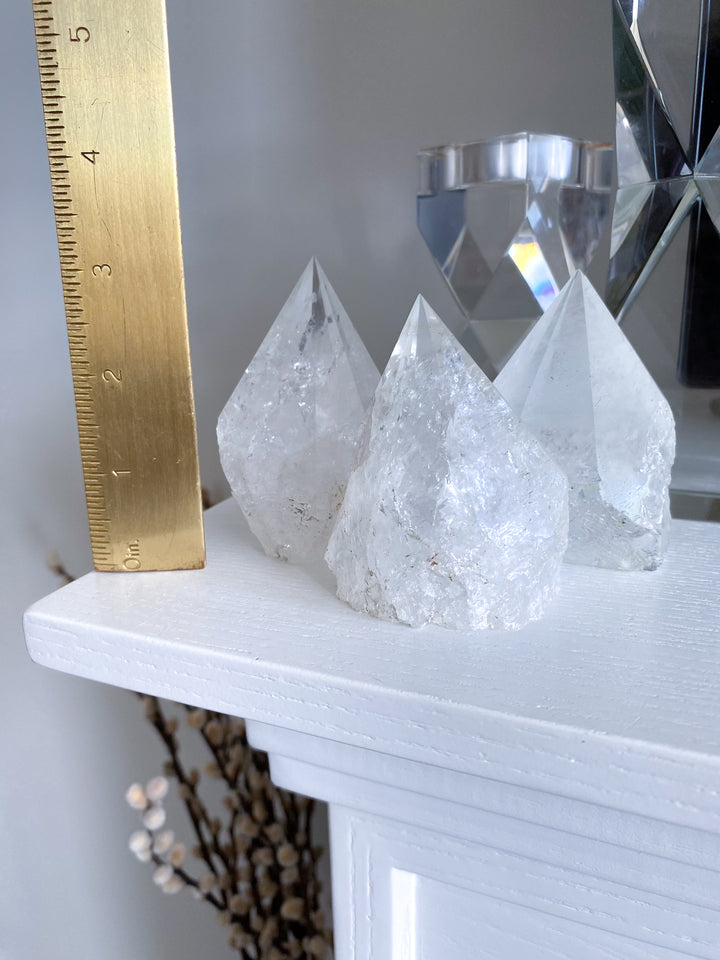 Clear Quartz Top Polish Point 3" w/ Inclusions