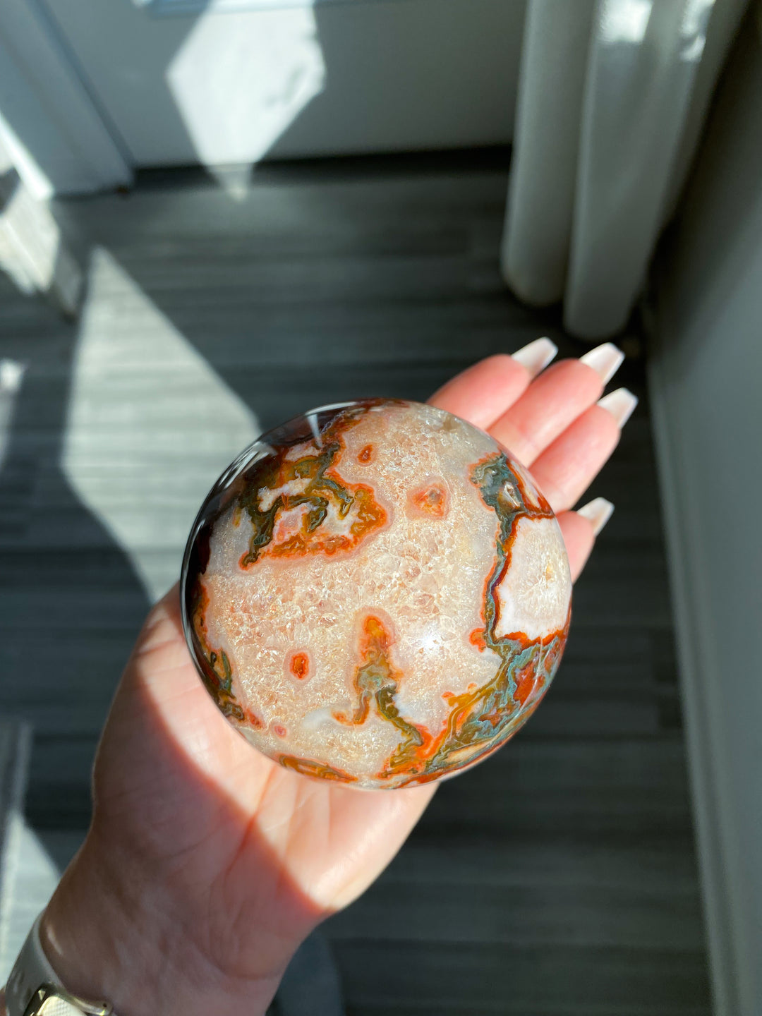 Carnelian & Moss Agate Sphere #2