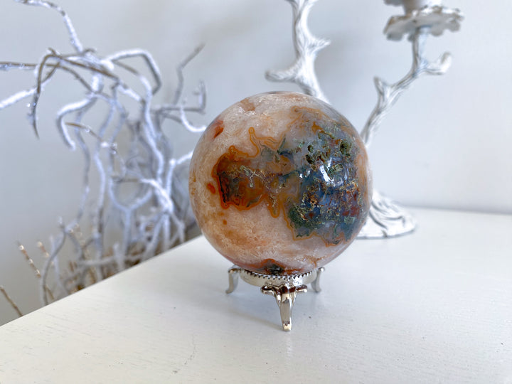Carnelian & Moss Agate Sphere #1