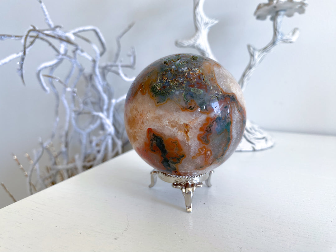 Carnelian & Moss Agate Sphere #1