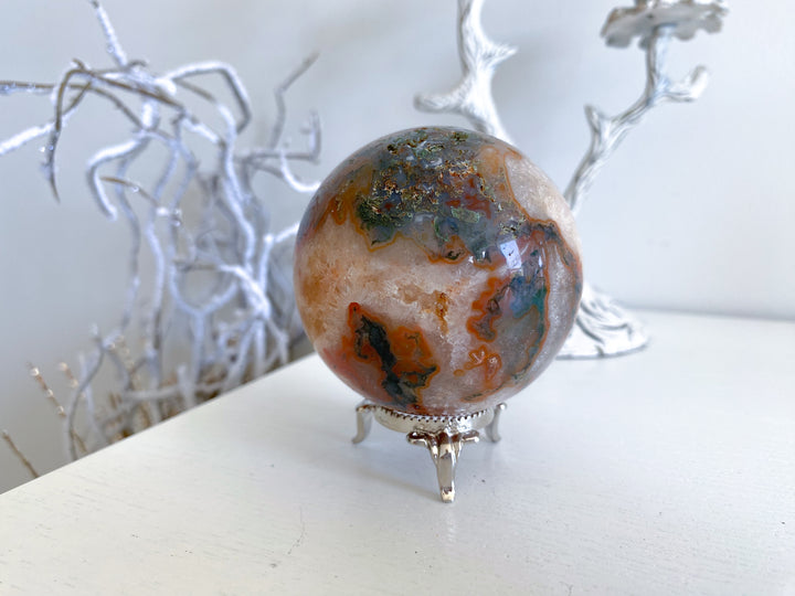 Carnelian & Moss Agate Sphere #1