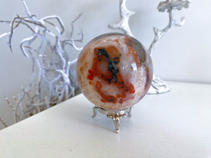 Carnelian & Moss Agate Sphere #1