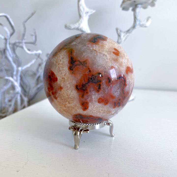 Carnelian & Moss Agate Sphere #1