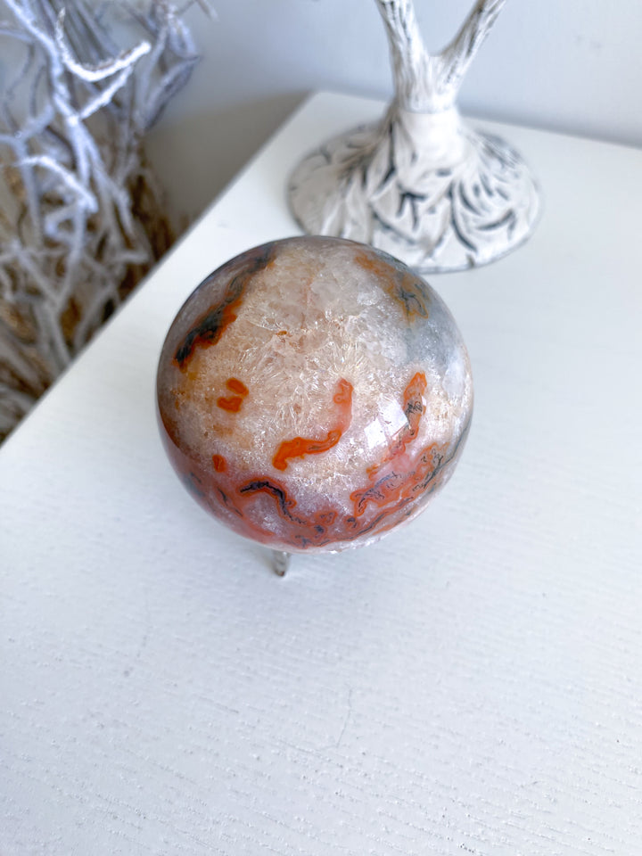 Carnelian & Moss Agate Sphere #1