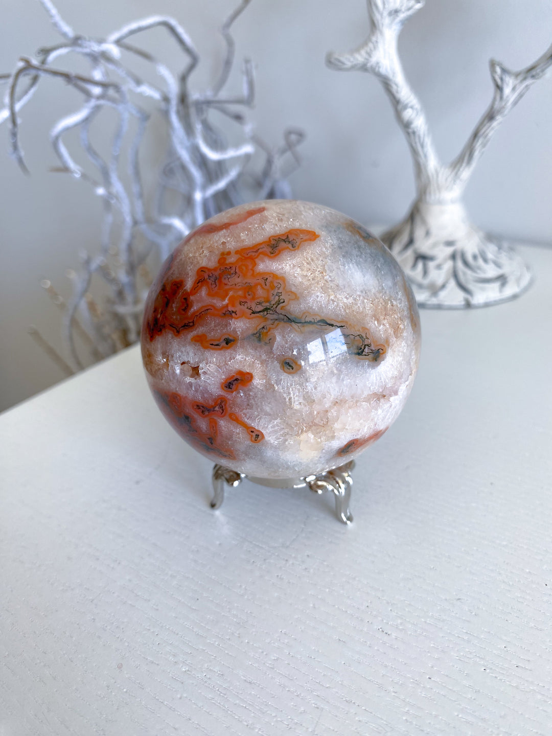 Carnelian & Moss Agate Sphere #1