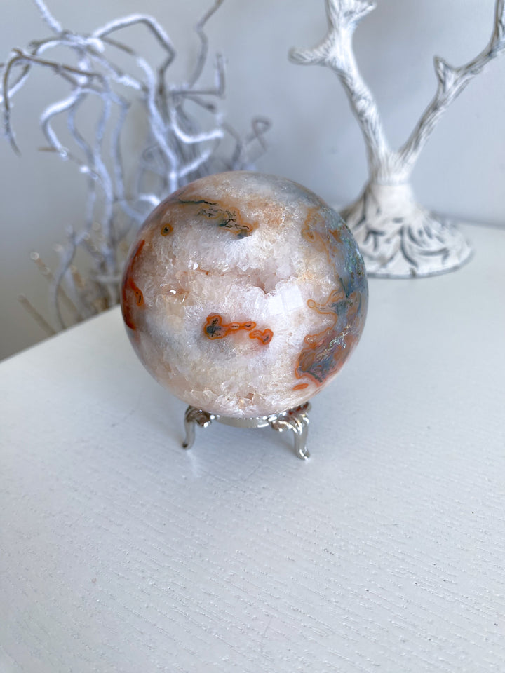 Carnelian & Moss Agate Sphere #1