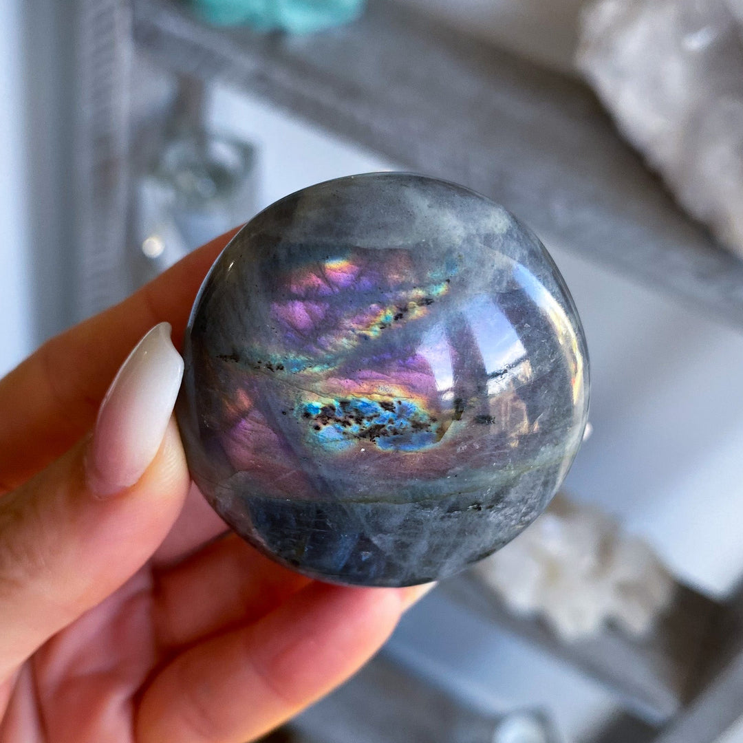Flashy Sunset Labradorite Palm Stone 