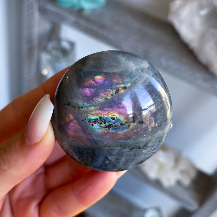 Flashy Sunset Labradorite Palm Stone 