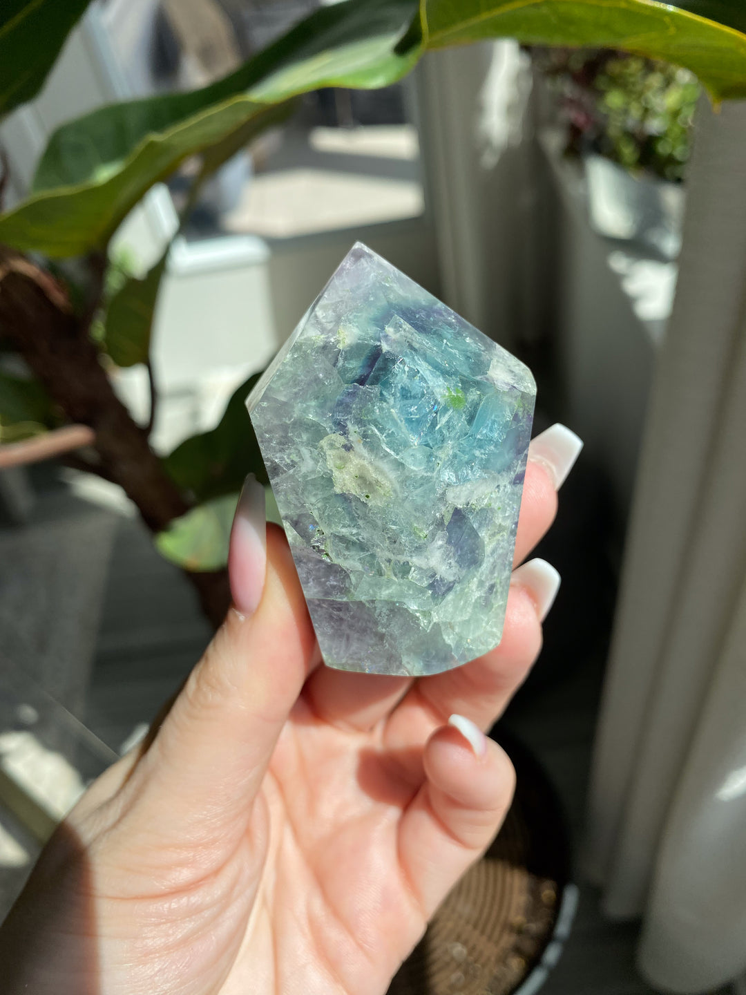 Crackle Rainbow Fluorite Point - Get EXACT Stone