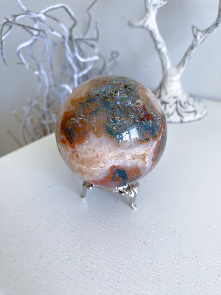 Carnelian & Moss Agate Sphere #1
