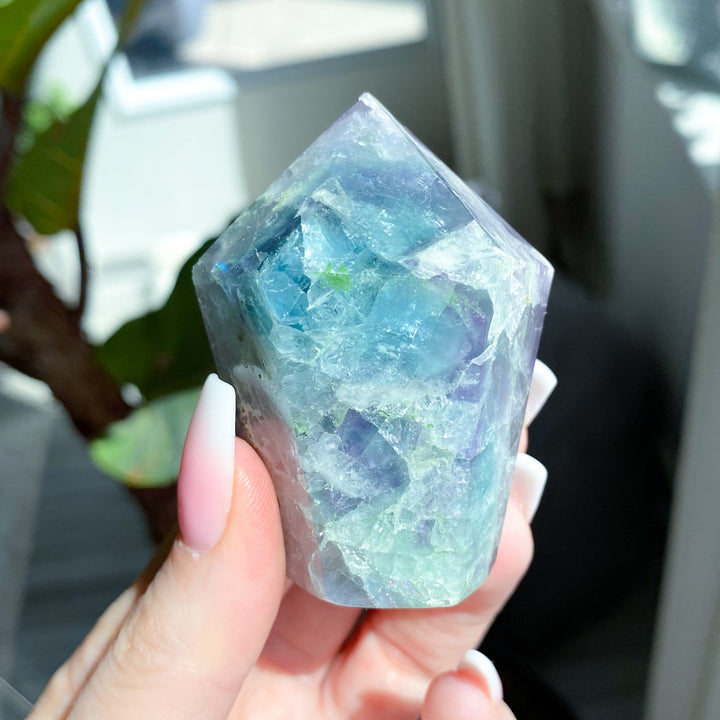 Crackle Rainbow Fluorite Point - Get EXACT Stone