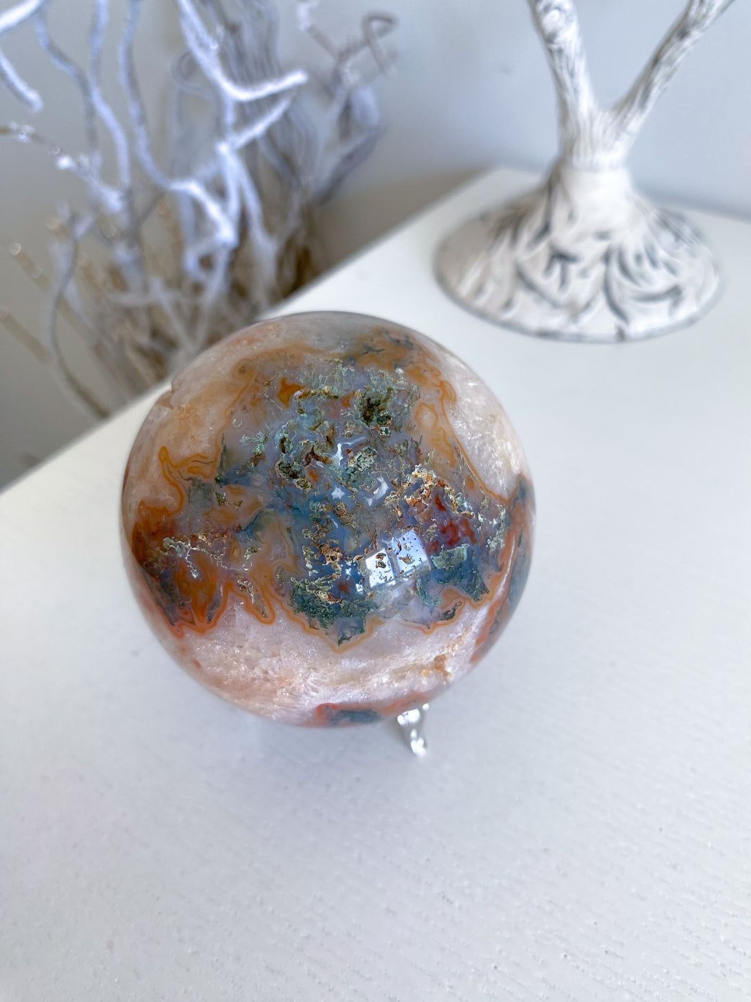 Carnelian & Moss Agate Sphere #1