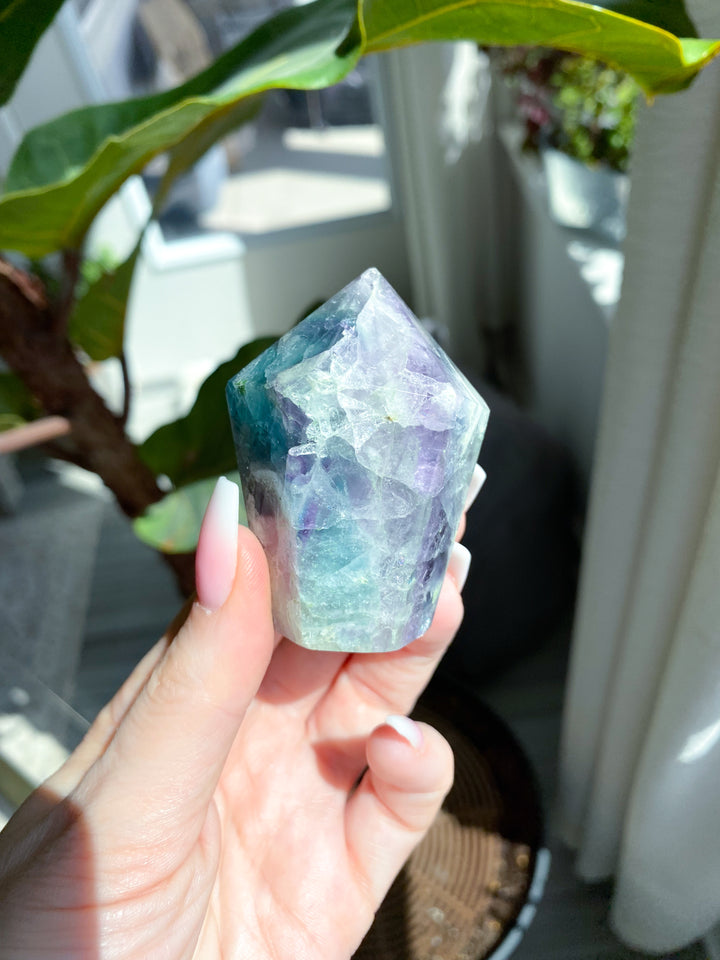 Crackle Rainbow Fluorite Point - Get EXACT Stone