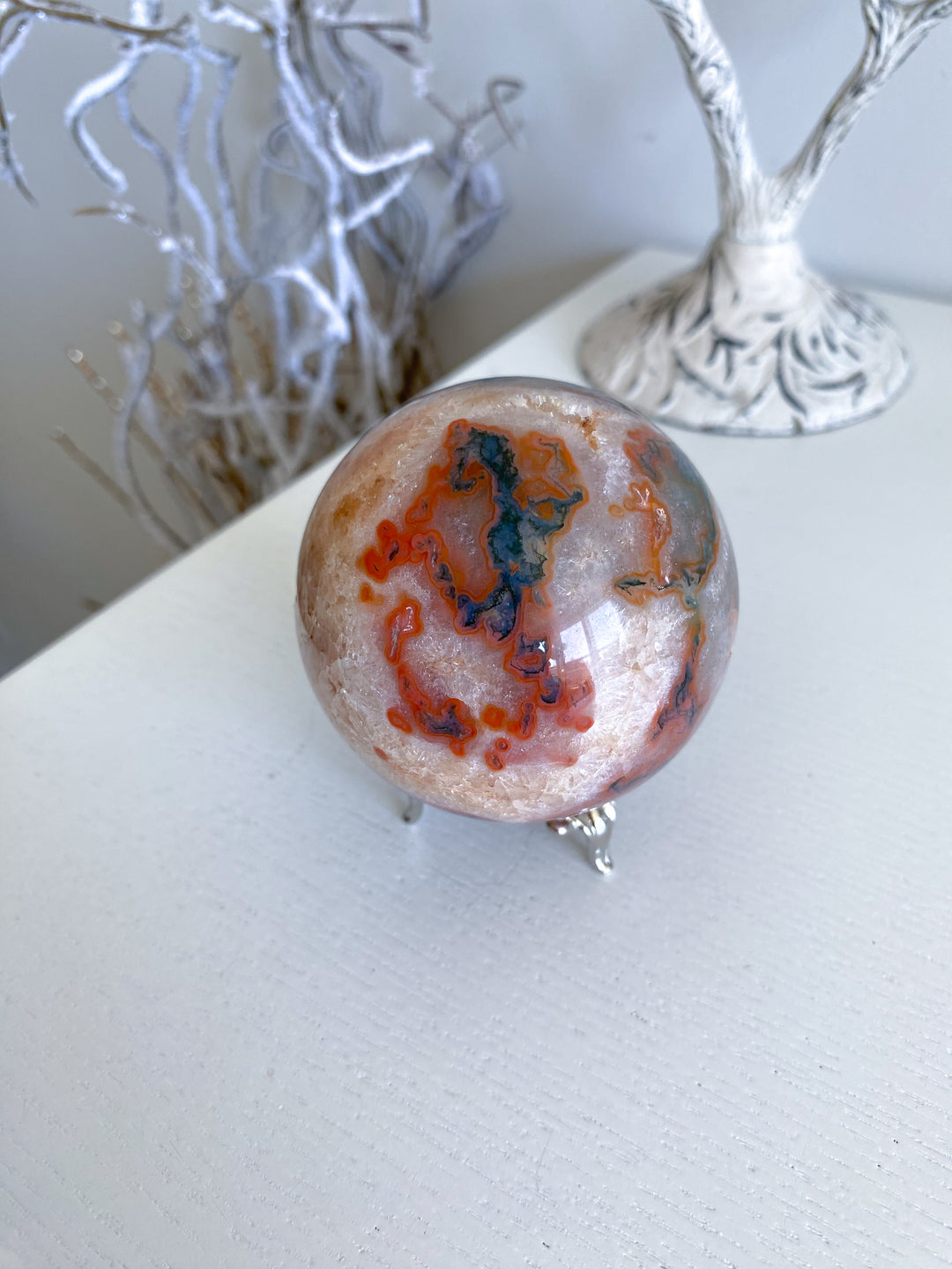 Carnelian & Moss Agate Sphere #1