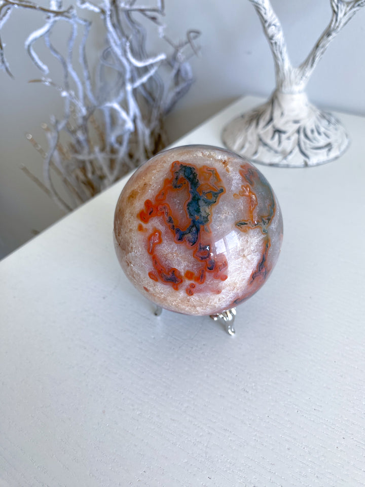 Carnelian & Moss Agate Sphere #1