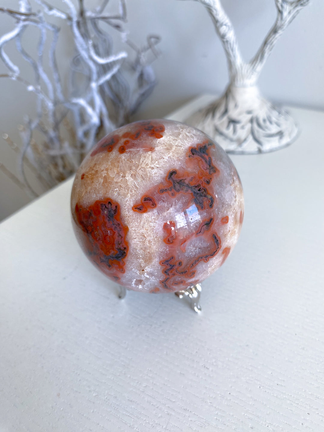 Carnelian & Moss Agate Sphere #1