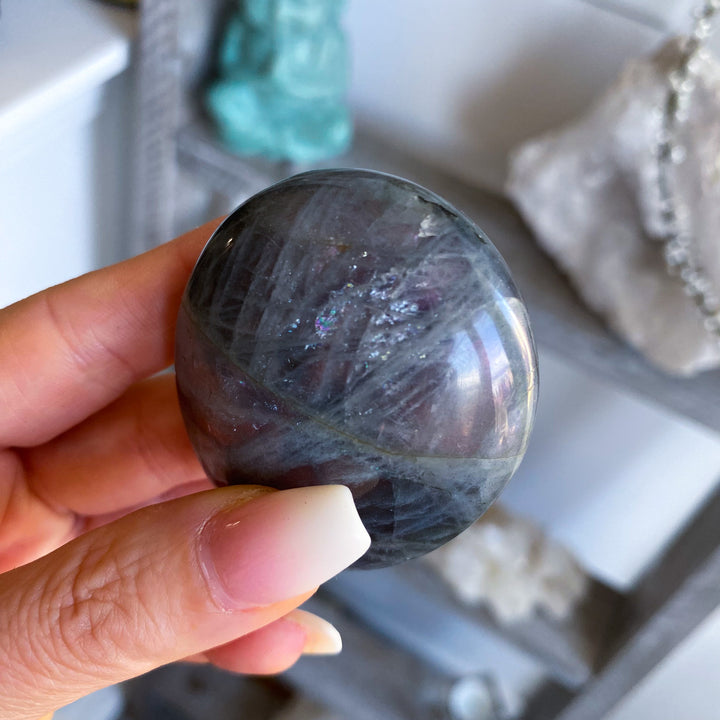Flashy Sunset Labradorite Palm Stone 