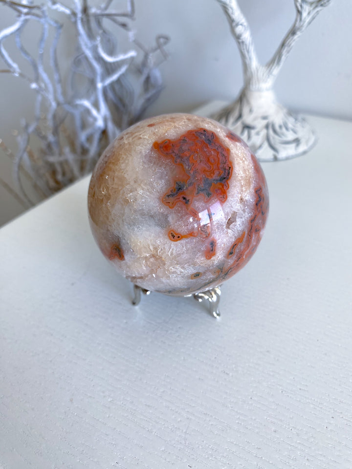 Carnelian & Moss Agate Sphere #1