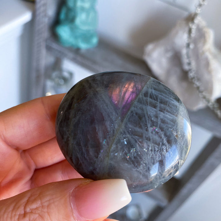 Flashy Sunset Labradorite Palm Stone 