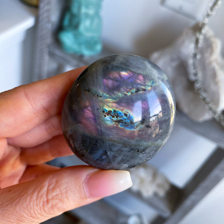 Flashy Sunset Labradorite Palm Stone 