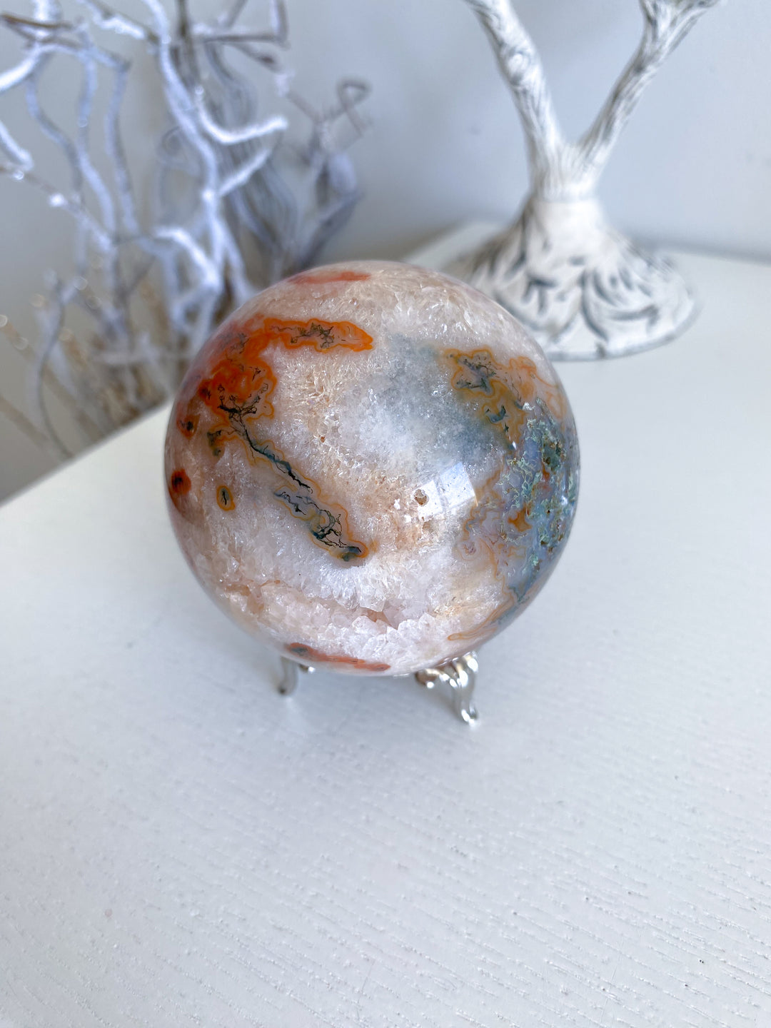 Carnelian & Moss Agate Sphere #1