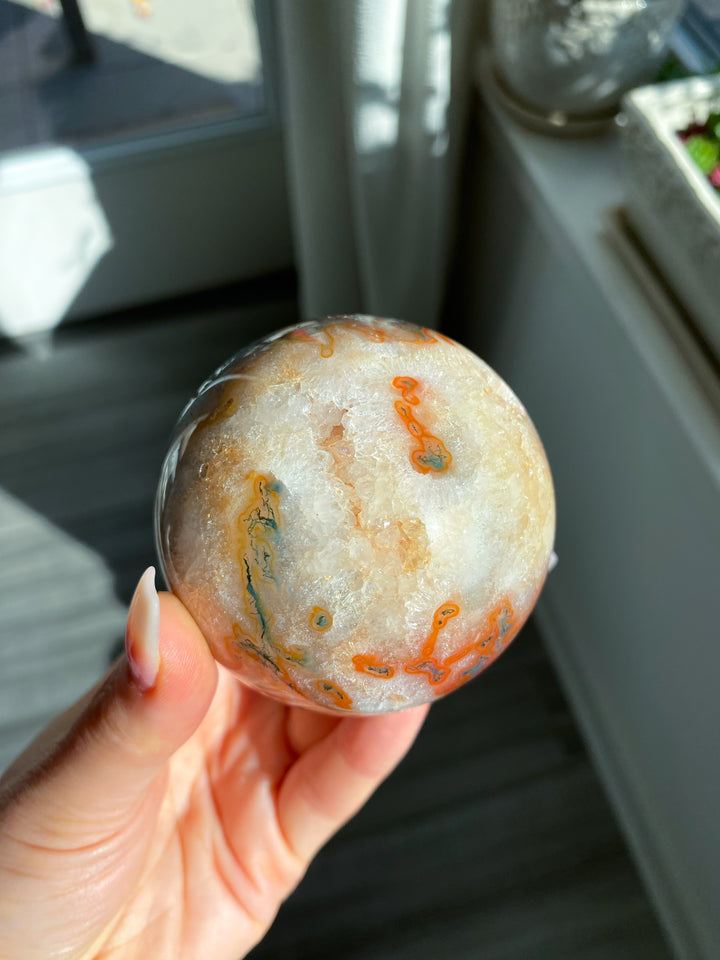 Carnelian & Moss Agate Sphere #1