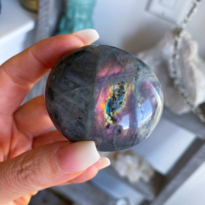 Flashy Sunset Labradorite Palm Stone 