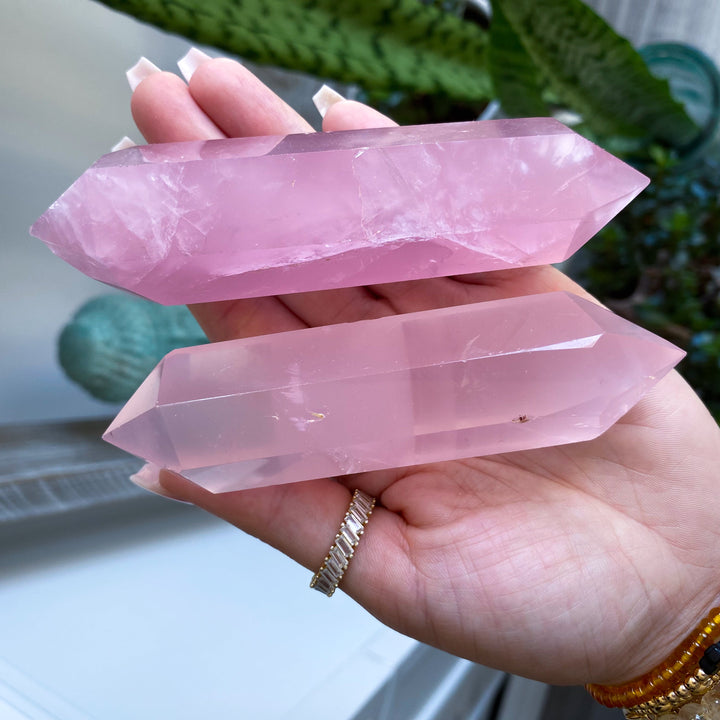 Large Double Terminated Rose Quartz Wand - Imperfect