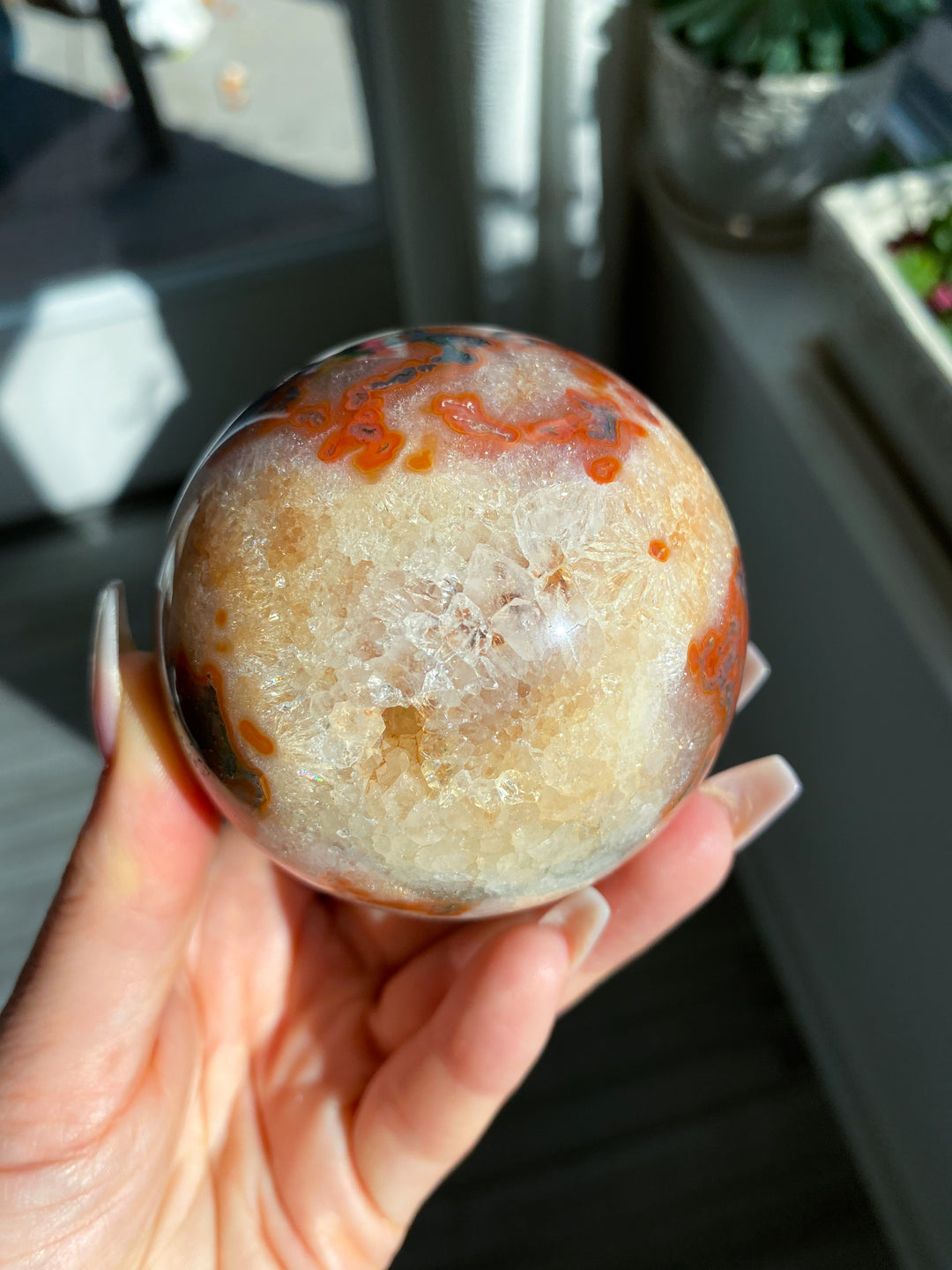 Carnelian & Moss Agate Sphere #1