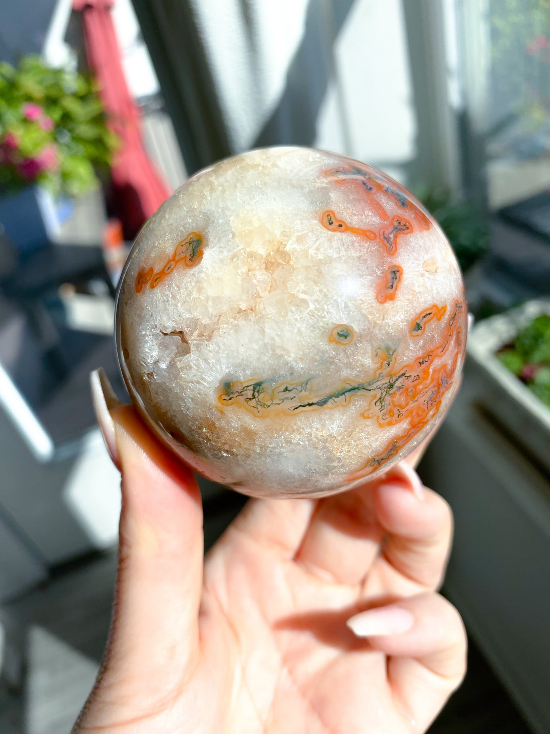 Carnelian & Moss Agate Sphere #1