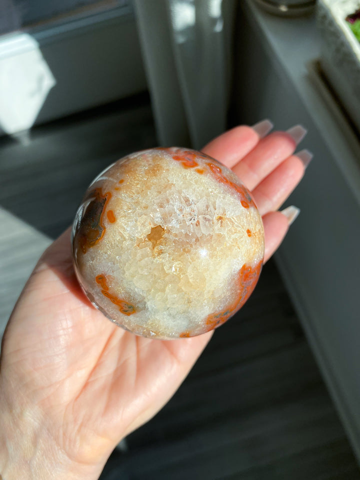 Carnelian & Moss Agate Sphere #1