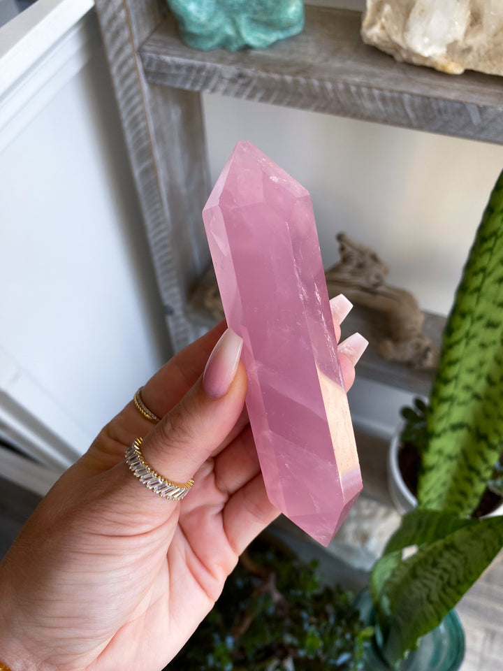 Large Double Terminated Rose Quartz Wand - Imperfect