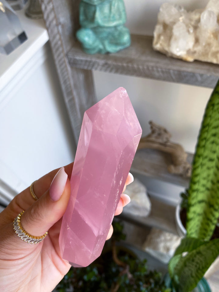 Large Double Terminated Rose Quartz Wand - Imperfect