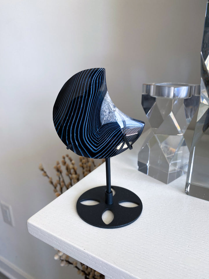 Black Agate Moon on Stand #2