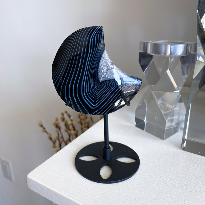 Black Agate Moon on Stand #2
