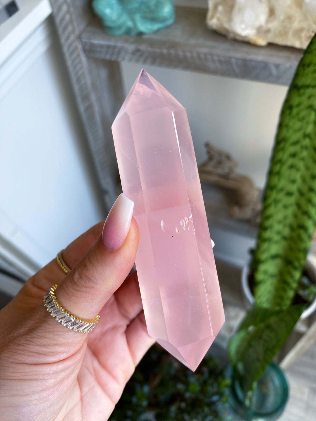 Large Double Terminated Rose Quartz Wand - Imperfect