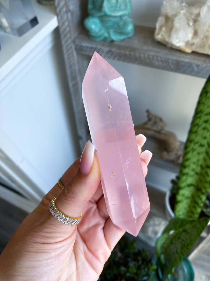 Large Double Terminated Rose Quartz Wand - Imperfect
