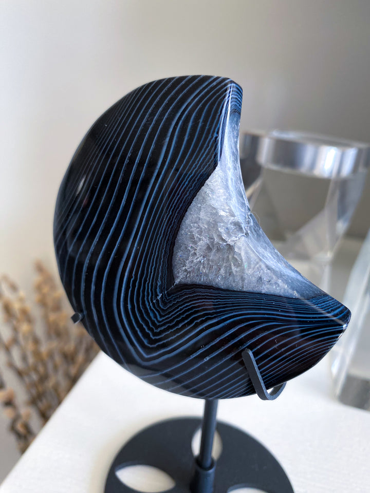 Black Agate Moon on Stand #2