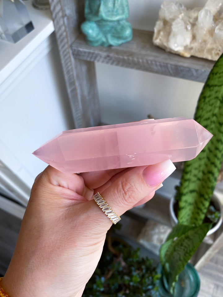 Large Double Terminated Rose Quartz Wand - Imperfect
