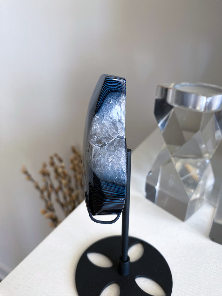Black Agate Moon on Stand #2