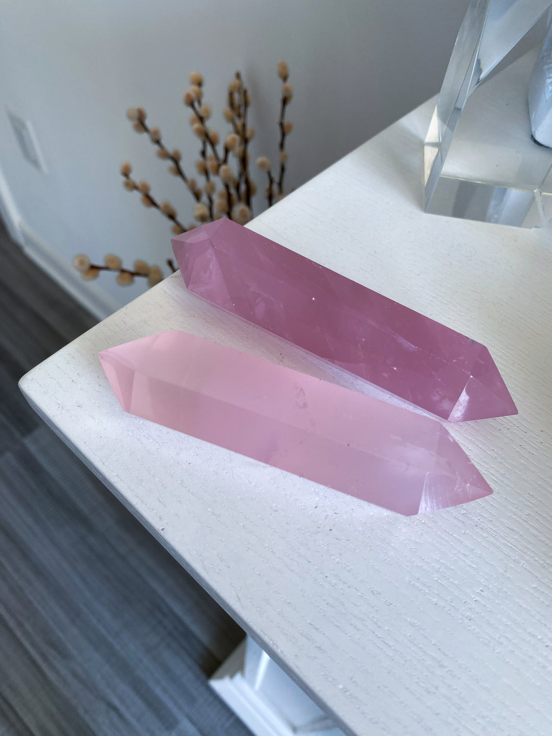 Large Double Terminated Rose Quartz Wand - Imperfect