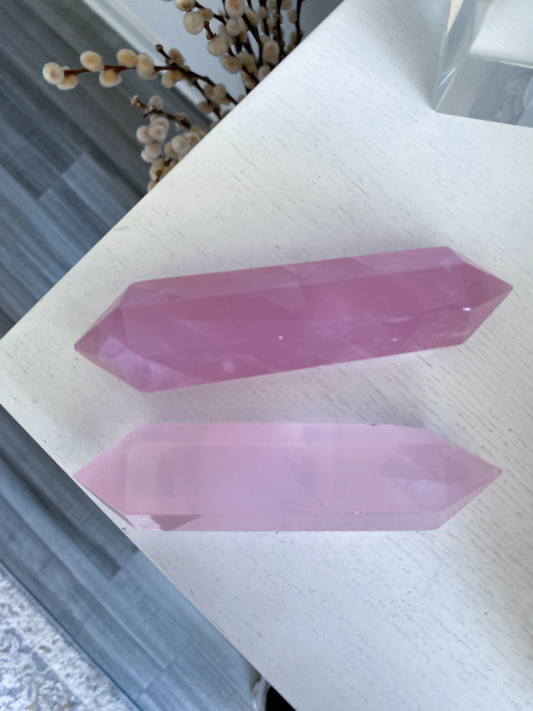 Large Double Terminated Rose Quartz Wand - Imperfect