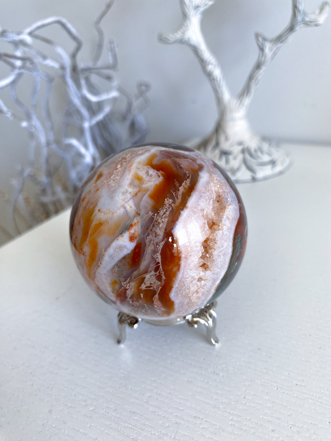 Carnelian & Moss Agate Sphere #1 - Get Exact Crystal