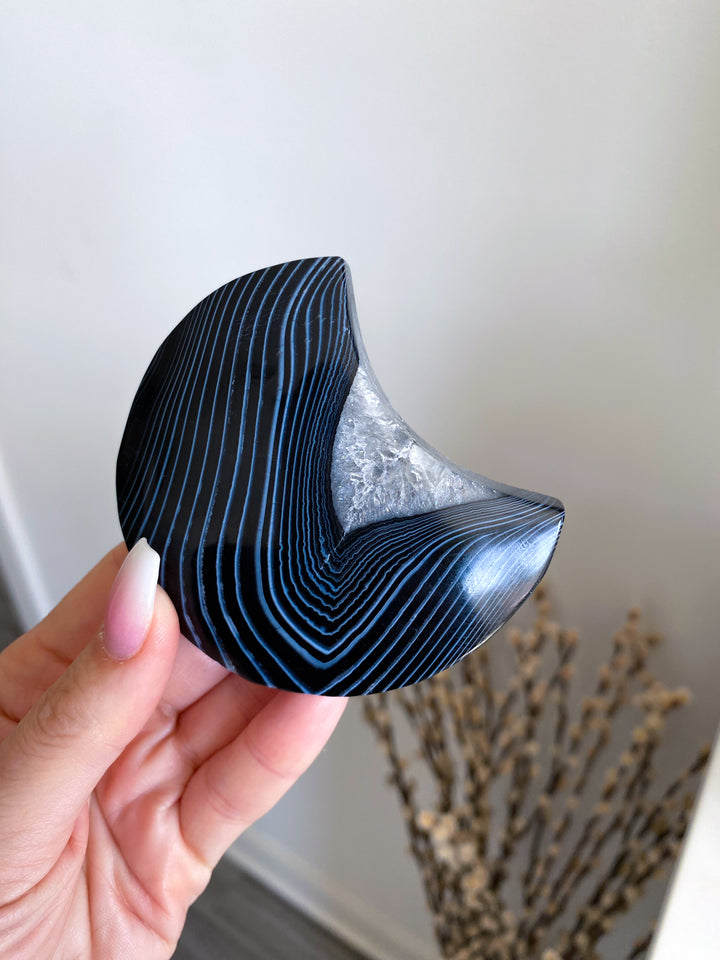 Black Agate Moon on Stand #2