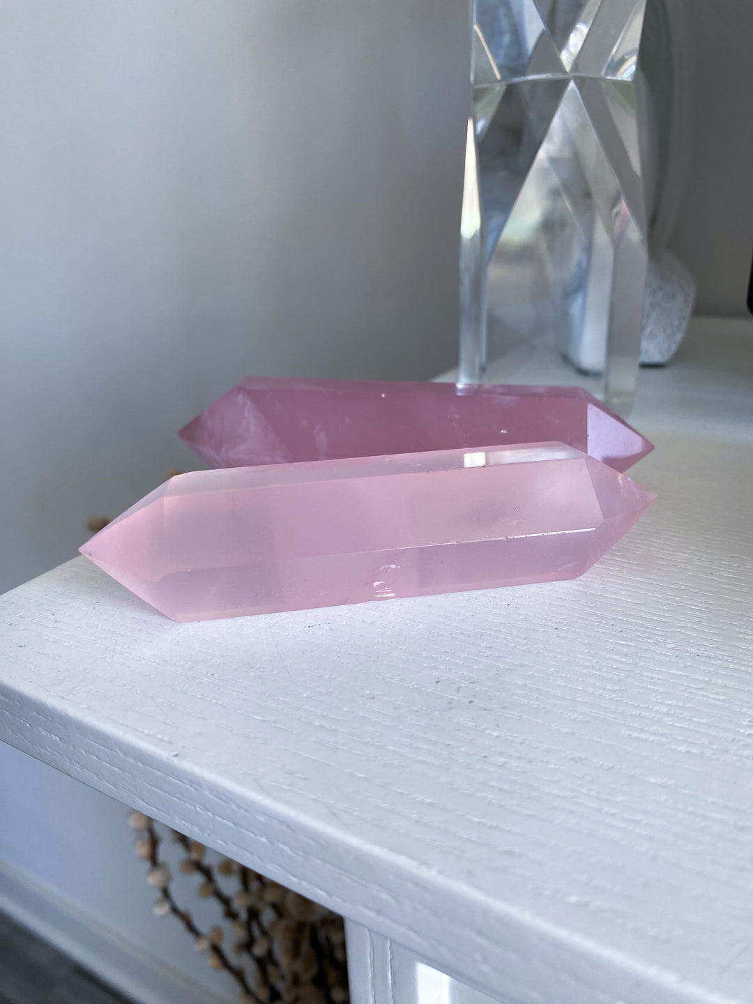 Large Double Terminated Rose Quartz Wand - Imperfect
