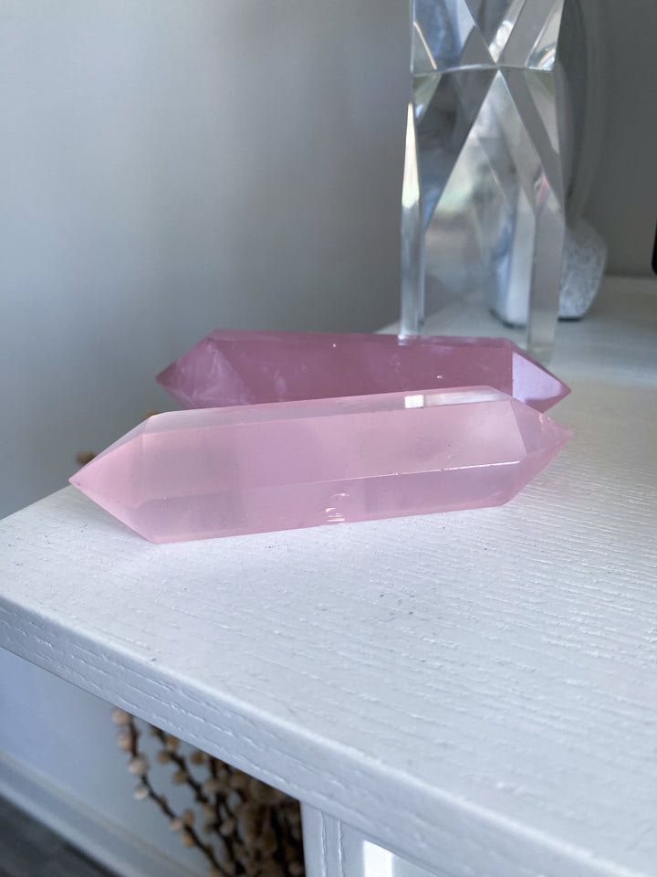 Large Double Terminated Rose Quartz Wand - Imperfect
