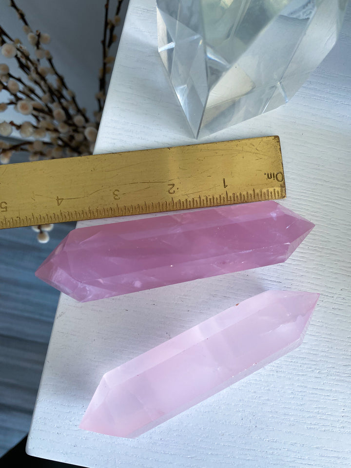 Large Double Terminated Rose Quartz Wand - Imperfect